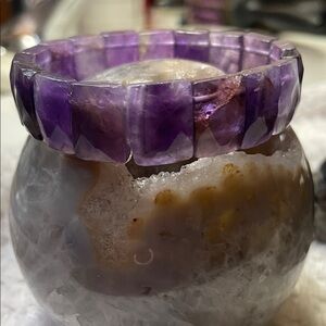 Purple AMETHYST Bracelet rectangular fauceted beads, gorgeous